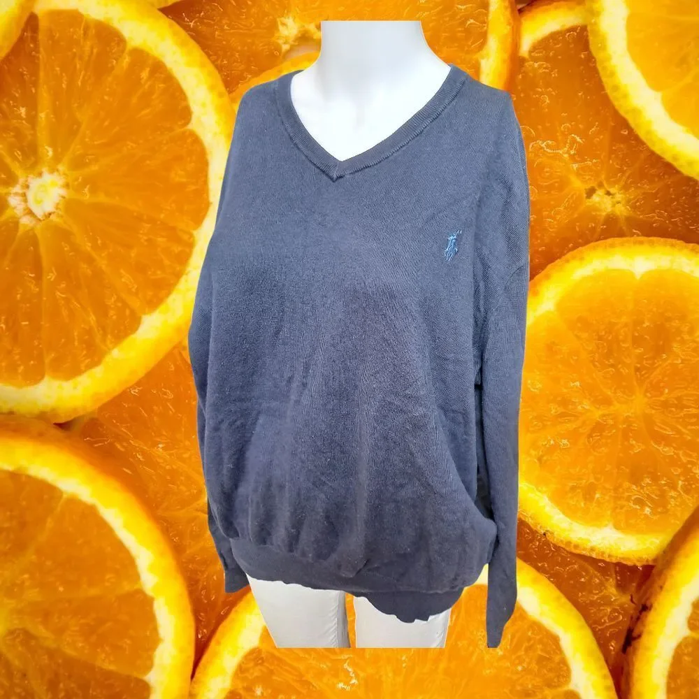 Polo Ralph‎ Lauren Pima Cotton V-Neck Sweater Classic Casual Pullover XL